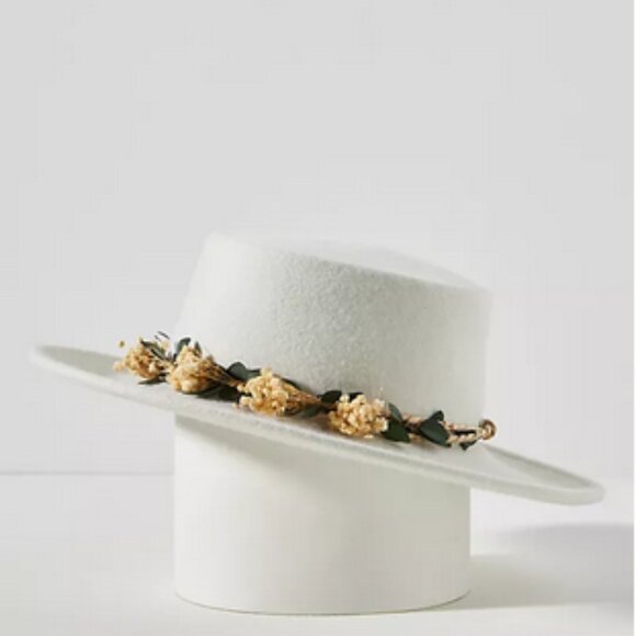 Anthropologie San Diego Hat Co. Boater Bliss Babies Breath Flower Floral Hat NWT main image 4